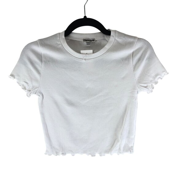 J Crew Crewcuts Girls' Short-Sleeve T-Shirt In Vintage Rib Lettuce Hem White XXL - Picture 1 of 6